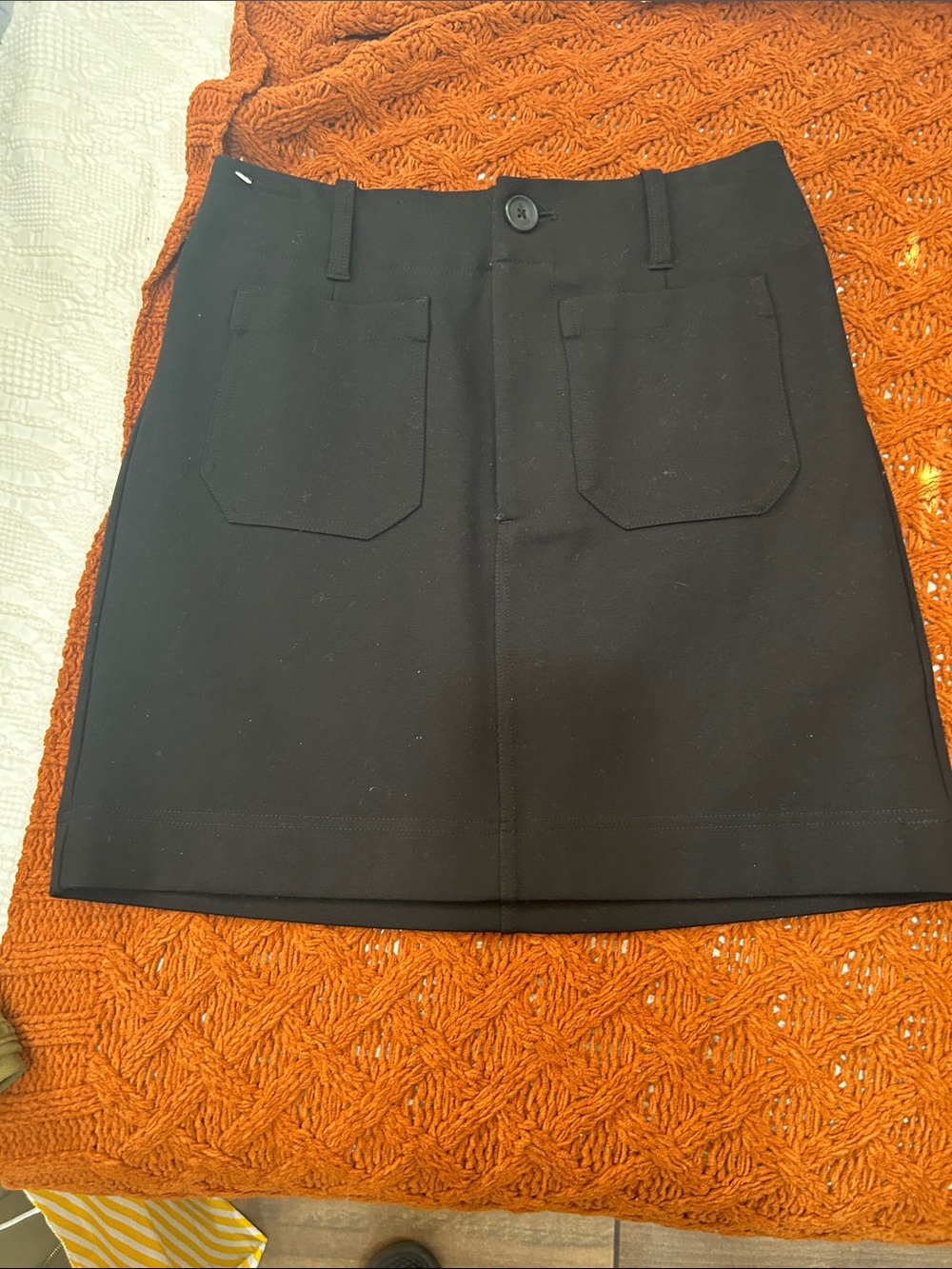 Anthropologie Black Mini Skirt with Front Patch Pockets